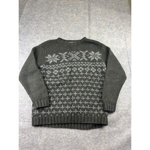 Banana Republic Mens S Fair Isle Nordic Wool Blend Crewneck Chunky Sweater VTG